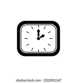 Square desk clock icon in black flat glyph, filled style isolated on white background