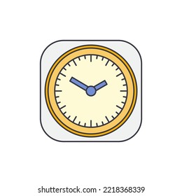 Square desk clock icon in color, isolated on white background 