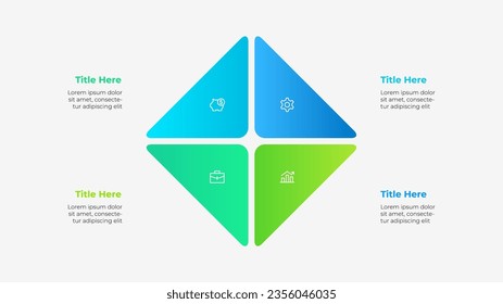 Diagrama cuadrado dividido en 4 opciones o pasos. Plantilla de infografía de ciclo