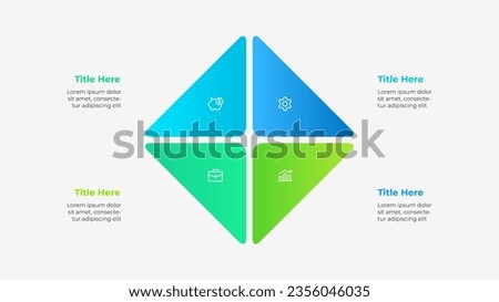 Square diagram divided into 4 options or steps. Cycle infographic template