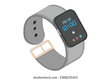 The square dial smartwatch icon illustration represents a stylish and contemporary depiction of a smartwatch with a square-shaped dial.