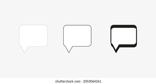 Square Dialogue Icon Set. Black Silhouette Signs. Communication Concept. Chart Emblem. Vector Illustration. Stock Image. EPS 10.