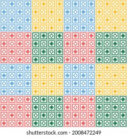 Square and diamond colorful pattern with white background