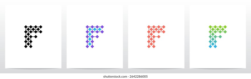 Square Diamond Connect Lines Parallel Letter Initial Logo Design F