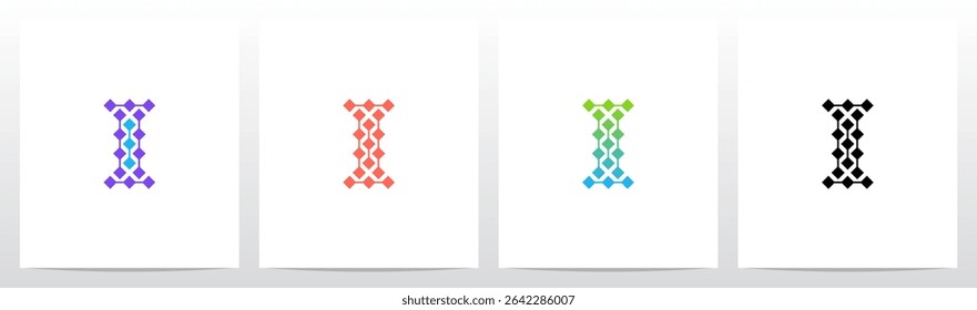 Square Diamond Connect Lines Parallel Letter Initial Logo Design I