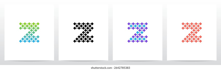 Square Diamond Connect Lines Parallel Letter Initial Logo Design Z