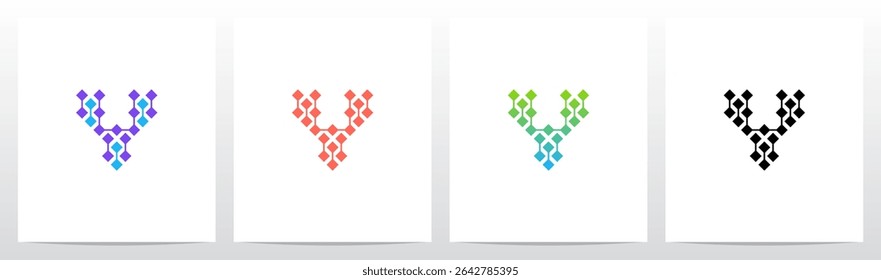 Square Diamond Connect Lines Parallel Letter Initial Logo Design Y