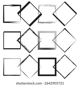 Matriz de losango quadrado. Esquema de linha abstrata. Layout mínimo do vetor. Quadro aberto geométrico.