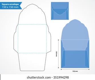 Square Die Cut Envelope Mock-up.