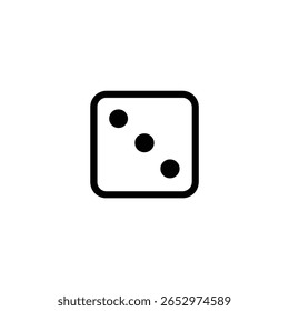 A square die face with three dots arranged in a diagonal line in a clean monoline style.