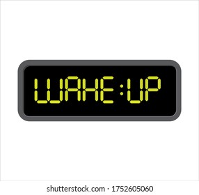 square digital clock showing text wake up vector icon editable design template