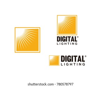 Square Digital Lighting like Sun Symbol Company Logo Set