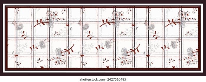 square digital silk scarf textile pattern design
