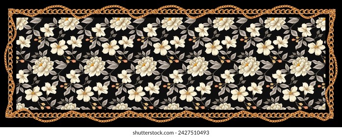 square digital silk scarf textile pattern design
