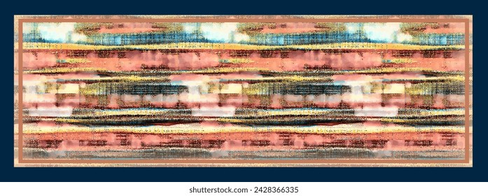 square digital silk scarf textile pattern design
