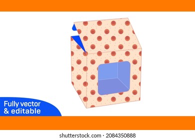 Square Display Cake Box,Cardboard Square Cake Box Dieline Template And 3d Box Resizeable Vector File