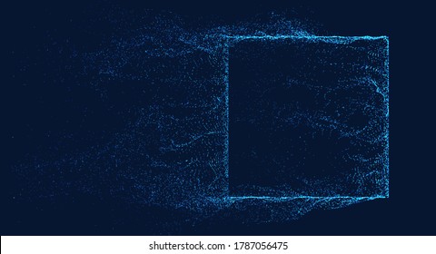 Square dissolve vector. Dust and sand wind flow. Futuristic frame