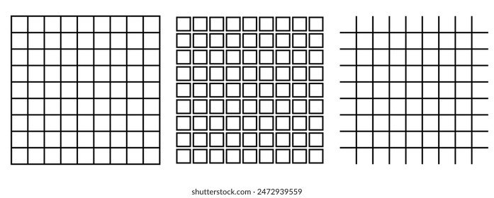 Square divided in 81 parts 9x9 grid black stroke illustration.