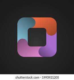 square divided into four colored parts. Template for infographics. Color design