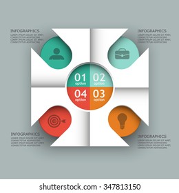 Square is divided into four parts. Vector infographics