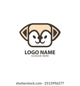 square dog face logo design vector