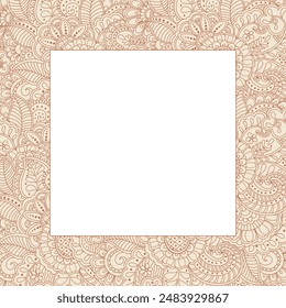 Square doodle floral borders frame with copy space
