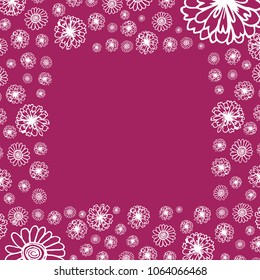 A square doodle frame of flowers with space for your text - vector