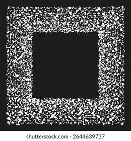 Icono de punto cuadrado. Frontera manchada de blanco. Abstractas forma negra. Vector de forma simétrica.