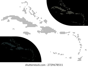 Square dot pattern Caribbean Island country map.