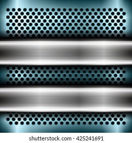 The square dots metallic background with banners