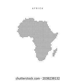 Square dots pattern map of Africa. Dotted pixel map isolated on white background. Vector illustration.