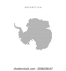 Square dots pattern map of Antarctica. Dotted pixel map isolated on white background. Vector illustration.