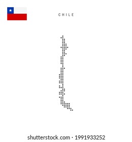 Square dots pattern map of Chile. Chilean dotted pixel map with flag. Vector illustration