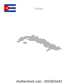 Square dots pattern map of Cuba. Cuban dotted pixel map with national flag isolated on white background. Vector illustration.