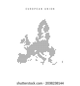 Square dots pattern map of European Union. Dotted pixel map isolated on white background. Vector illustration.