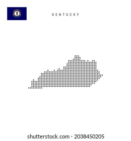 Square dots pattern map of Kentucky. Dotted pixel map with flag isolated on white background. Vector illustration.