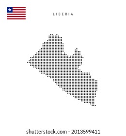 Square dots pattern map of Liberia. Liberian dotted pixel map with national flag isolated on white background. Vector illustration.