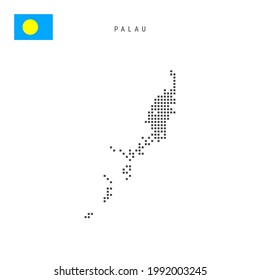 Square dots pattern map of Palau. Palauan dotted pixel map with national flag isolated on white background. Vector illustration.