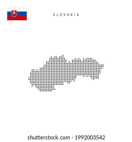 Square dots pattern map of Slovakia. Slovak dotted pixel map with national flag isolated on white background. Vector illustration.