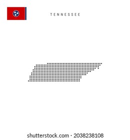 Square dots pattern map of Tennessee. Dotted pixel map with flag isolated on white background. Vector illustration.