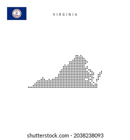 Square Dots Pattern Map Of Virginia. Dotted Pixel Map With Flag Isolated On White Background. Vector Illustration.