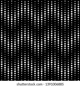 Square dots in rows of waves. Wavy lines on dark background. Seamless vector texture. Modern geometric monochrome pattern