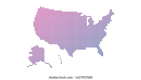 Square Dotted gradient USA map for backgrounds, brochures web. vector illustration isolated on white background.