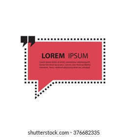 Square dotted quote text speech bubble. Empty template. Vector illustration.