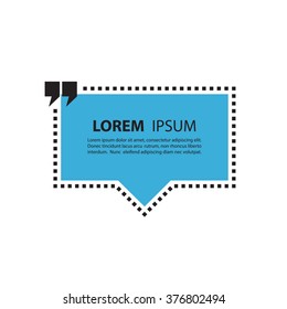Square dotted quote text speech bubble. Empty template. Vector illustration.