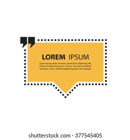 Square dotted quote text speech bubble. Empty template. Vector illustration.