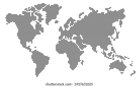 Mapa cuadrado del mundo sobre fondo blanco