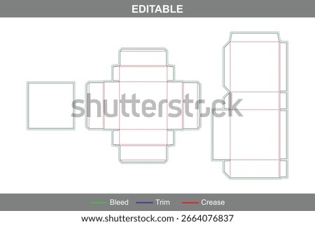 Square drawer gift rigid box dieline featuring luxury sliding design with accurate die line, box dieline structure, and premium dieline packaging for gifts