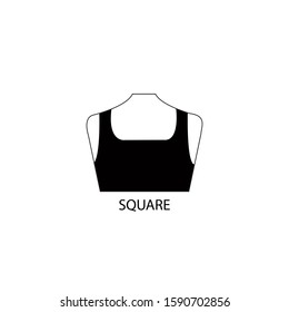 Square dress vector icon on white background. Flat vector off the shoulder dress icon symbol sign from modern clothes collection for mobile concept and web apps design.
