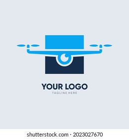 Square Drone Logo Design Vector Graphic Icon Illustration